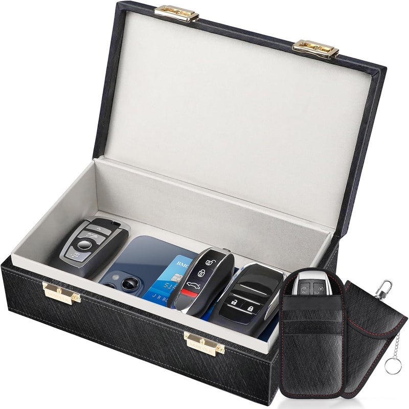 Samfolk Faraday Box & 2 Pack Faraday Bag, 8.42" x5.19" x 2.76" Faraday Key Fob Protector Cage, Signal Blocking Box Faraday Key Fob Protector Anti Theft for Car Keys Keyless Entry Car Key Protector - Image 1
